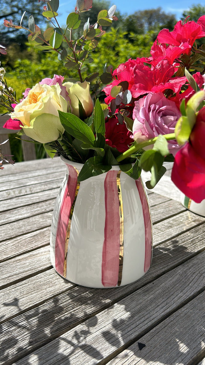 Rose Pink Gold Stripe Vase
