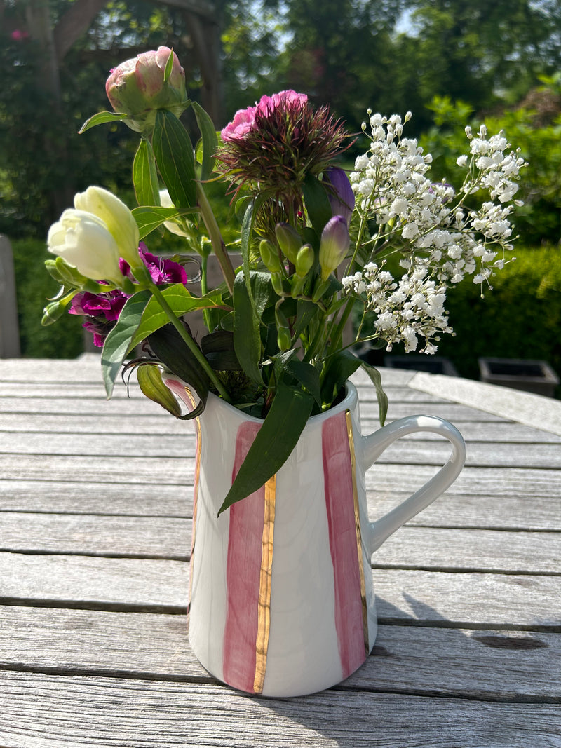 Large rose pink stripe jug