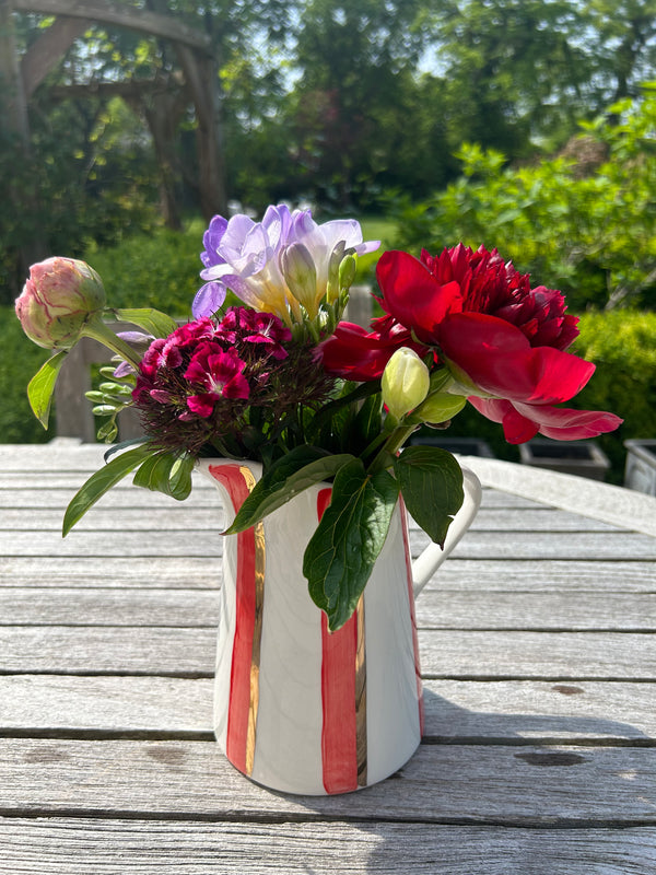 Large Red stripe flower jug
