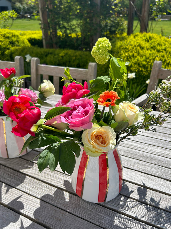 Red Gold Stripe Vase