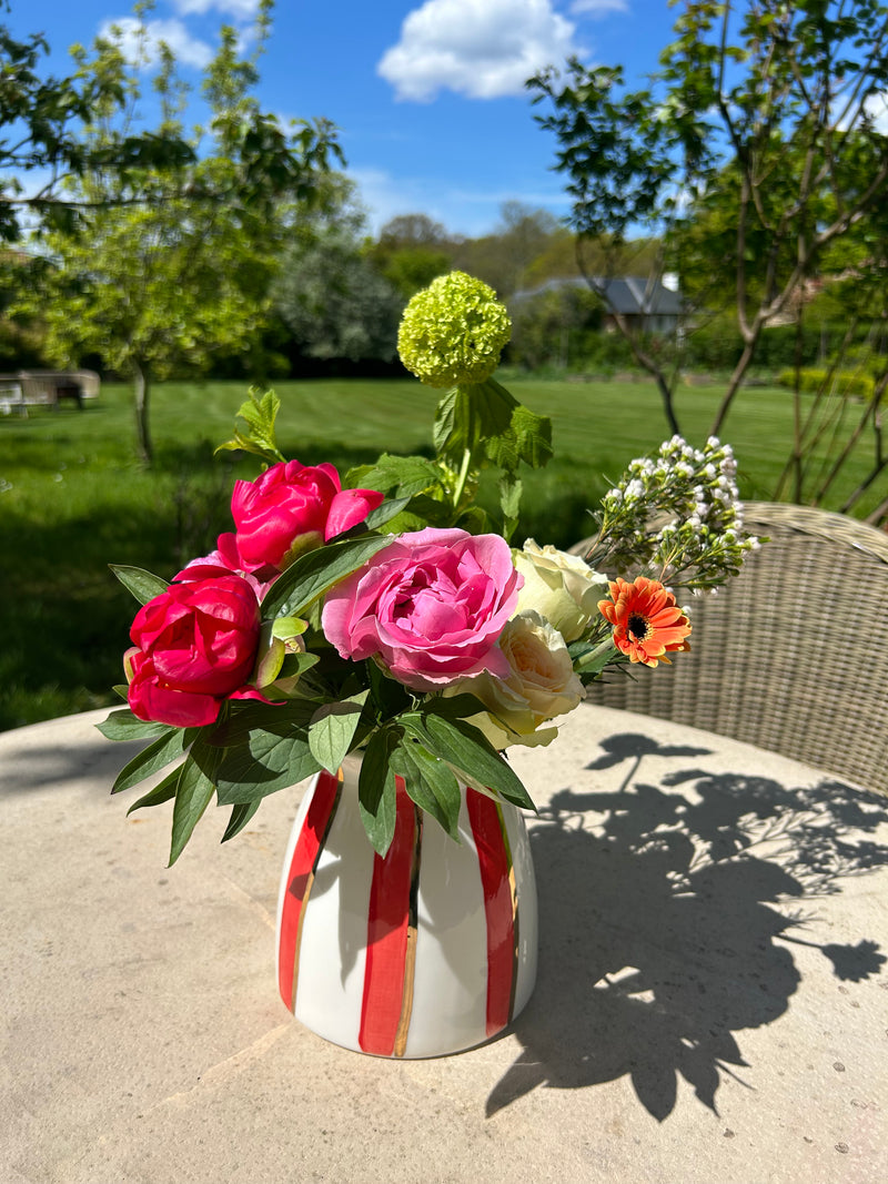 Red Gold Stripe Vase