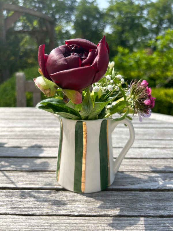 Small  Green Stripe  flower jug
