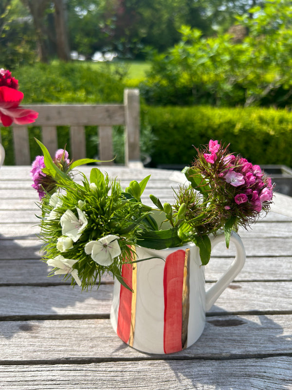 Small red stripe flower jug