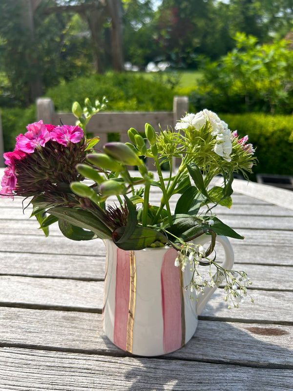 Small Rose pink stripe flower jug