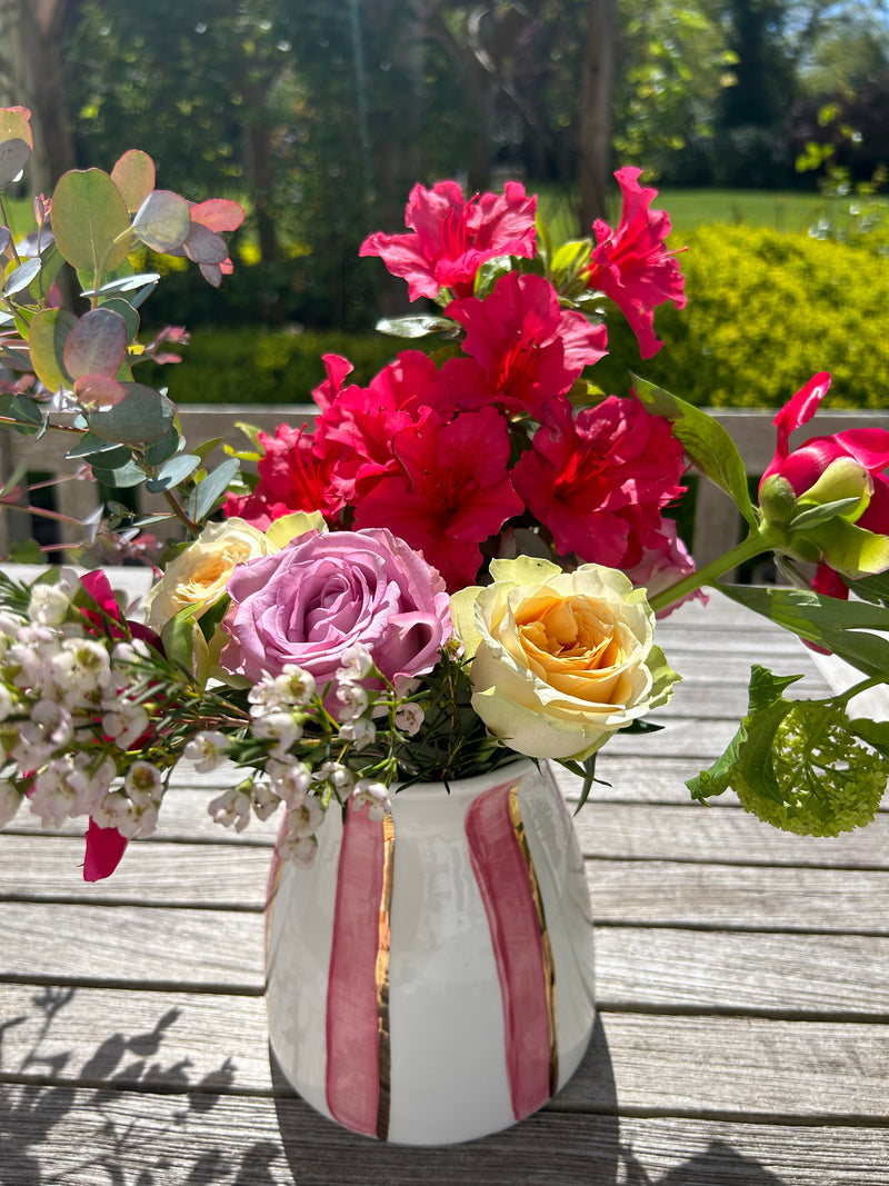 Rose Pink Gold Stripe Vase