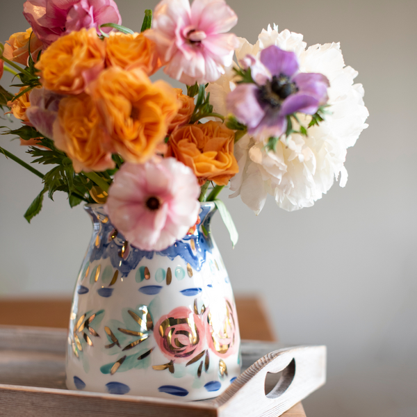 Blue Floral Vase