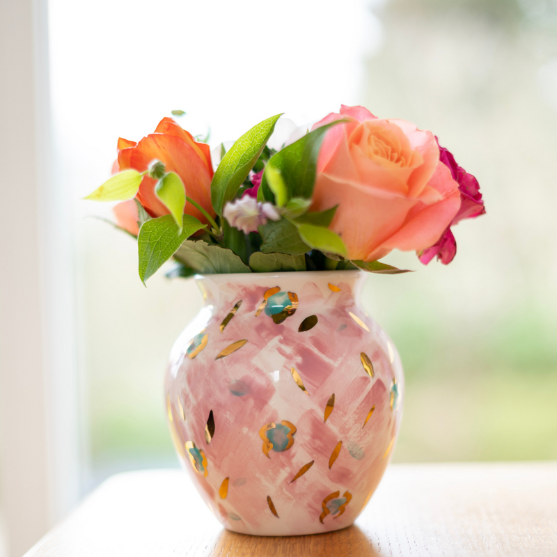 Leopard Print Peony Vase
