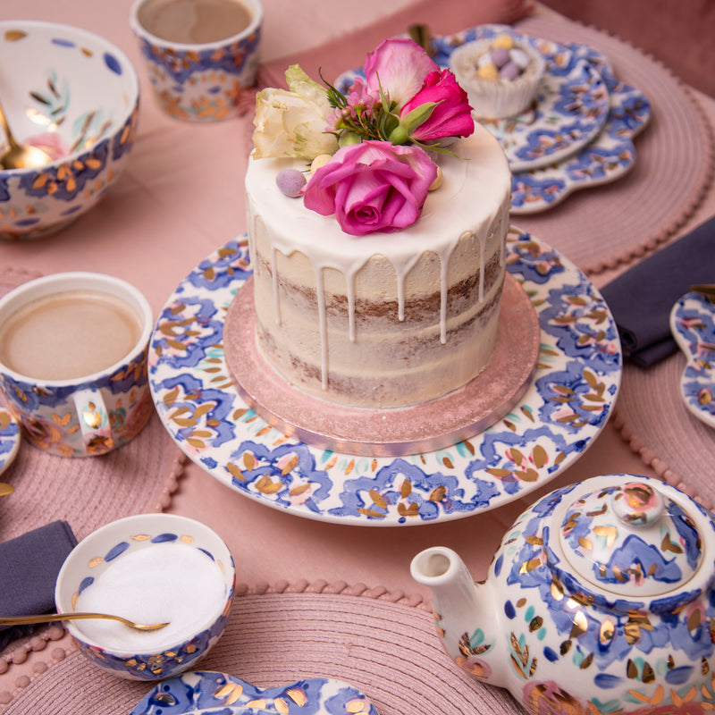 Blue Floral Cake Stand